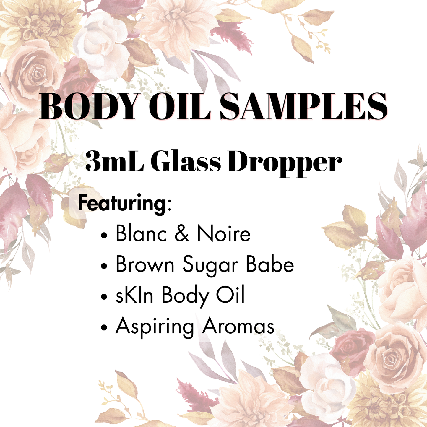 Body Oil Samples - 3mL Glass Dropper